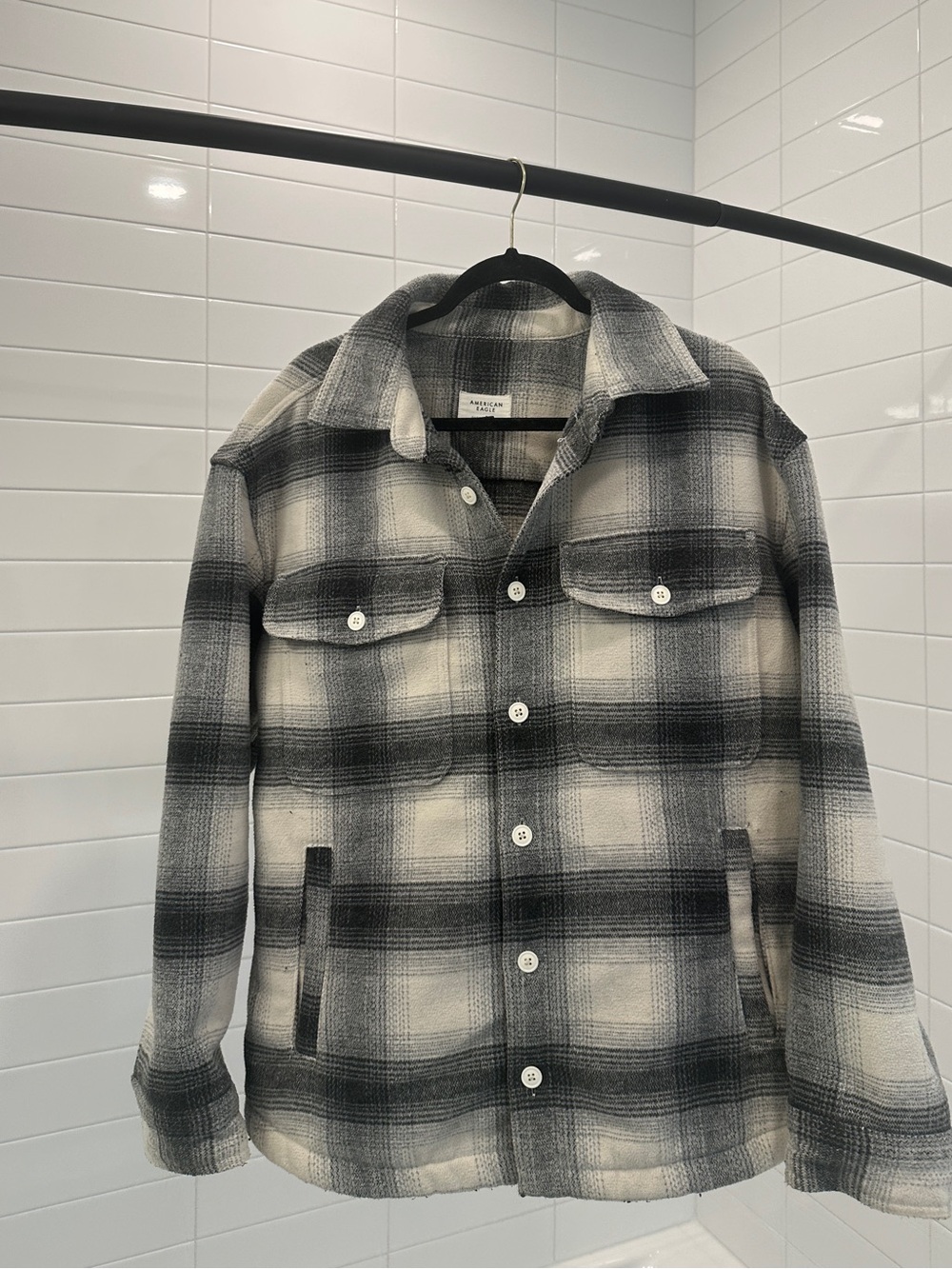 American Eagle Outfitters Black & White Plaid Shirt Jacket